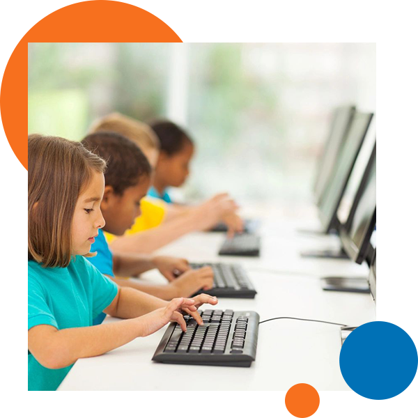children typing on a computer
